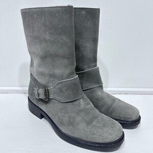 J. Crew Women’s Gray Dixon Suede Leather Mid Boots With Buckle Strap Size‎ 6